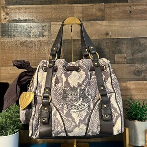 Juicy Couture Python Snake Daydreamer Tote Bag Vintage Gray Black